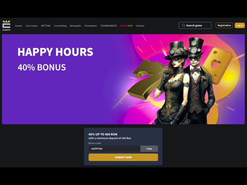 Bonus de 40% la Happy Hours la Conticazino